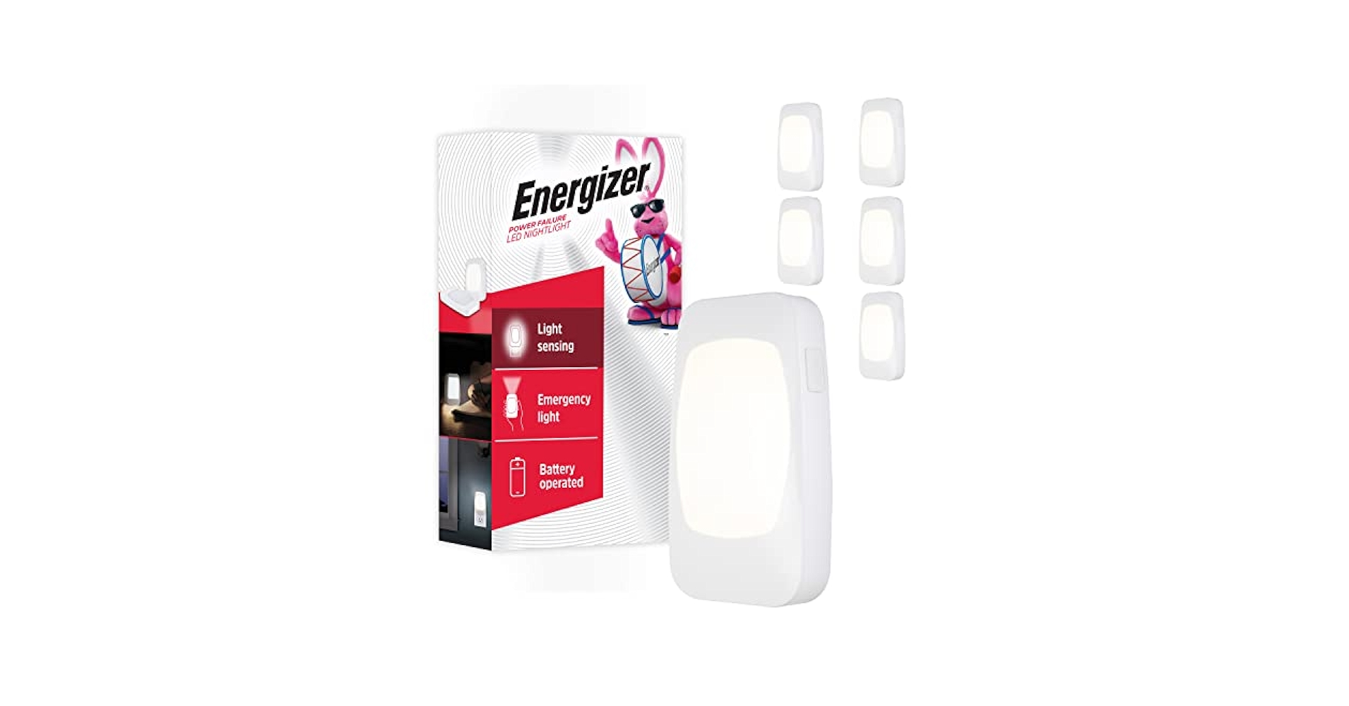 Energizer 4-in-1 LED Power Failure Night Light, 6 Pack, Plug